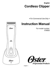 Oster 078003 Manuel D'instructions