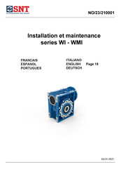 SNT WI Serie Installation Et Maintenance