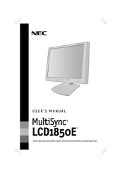 NEC MultiSync LCD1850E Mode D'emploi