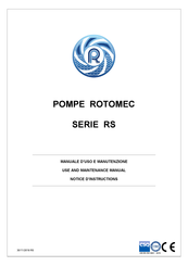 POMPE ROTOMEC RS 1015 Notice D'instructions