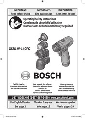 Bosch GSR12V-140FC Consignes De Sécurité/D'utilisation