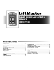LiftMaster KPR2000 Mode D'emploi