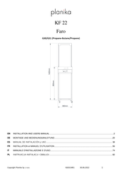 Planika Faro KF 22 Installation Et Manuel D'utilisation