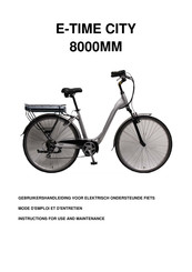 TXED BIKE E-TIME CITY 8000MM Mode D'emploi Et Entretien