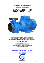 GROSCLAUDE MX Notice D'instruction Pour L'installation, L'utilisation Et L'entretien