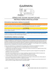 Garmin VHF 215 AIS Serie Instructions D'installation