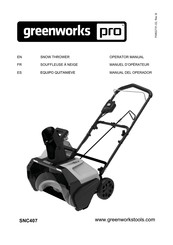 GreenWorks Pro SNC407 Manuel D'opérateur