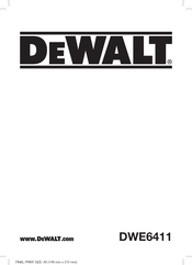 DeWalt DWE6411 Traduction Du Manuel D'utilisation D'origine