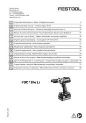 Festool PDC 18/4 Li Notice D'utilisation D'origine