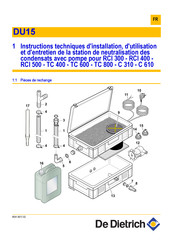 De Dietrich TC 600 Instructions Techniques, D'installation Et D'entretien