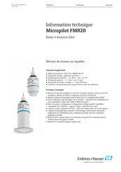 Endress+Hauser Micropilot FMR20 Information Technique