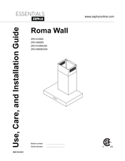 Zephyr Essentials Roma Wall Guide D'utilisation, D'entretien Et D'installation