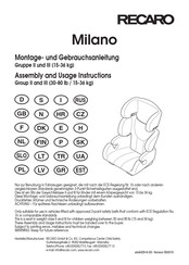 RECARO Milano Notice De Montage Et D'utilisation