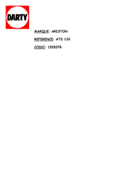 Ariston ATD 90 Mode D'installation Et D'emploi