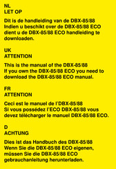 Alecto DBX-85 Mode D'emploi
