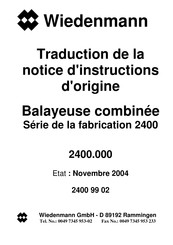 Wiedenmann 2400 Serie Traduction De La Notice D'instructions D'origine