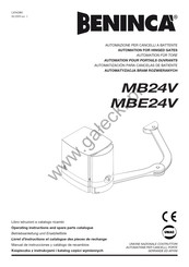 Beninca MBE24V Livret D'instructions Et Catalogue Des Pieces De Rechange