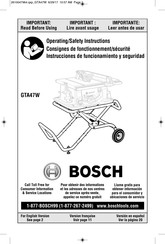 Bosch GTA47W Consignes De Fonctionnement/Sécurité