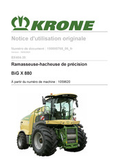 Krone BiG X 880 Notice D'utilisation Originale