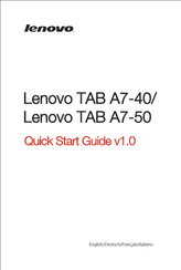 Lenovo TAB A7-40 Guide Rapide