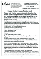Dream On Me 647 Instructions D'assemblage