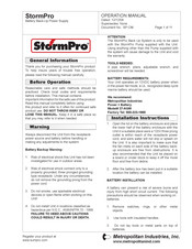 Metropolitan Industries StormPro Mode D'emploi