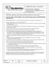 Subaru L101SAN610 Instructions D'installation