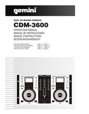 Gemini CDM-3600 Manuel D'instructions