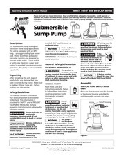 Blue Angel Pumps BWSF25 Instructions D'utilisation Et Manuel De Pièces