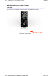 Sony WALKMAN NWZ-S765 Guide De L'utilisateur