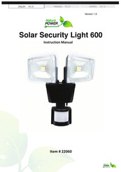 Nature Power Solar Security Light 600 Manuel D'instructions