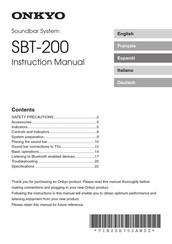 Onkyo SBT-200 Manuel D'instructions