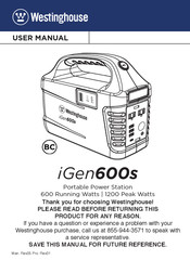 Westinghouse iGen600s Mode D'emploi