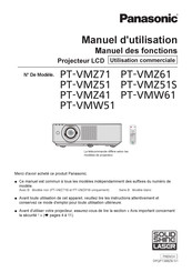 Panasonic PT-VMW51 Manuel D'utilisation