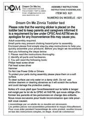 Dream On Me 621 Instructions D'assemblage