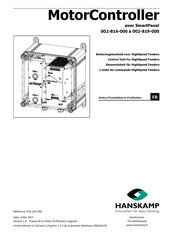 Hanskamp MotorController 2 Notice D'installation Et D'utilisation