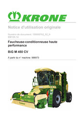 Krone BiG M 450 CV Notice D'utilisation Originale