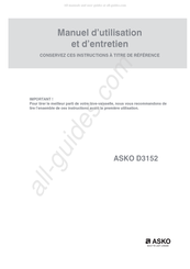 Asko D3152 Manuel D'utilisation Et D'entretien