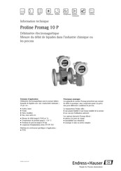 Endress+Hauser Proline Promag 10 P Information Technique