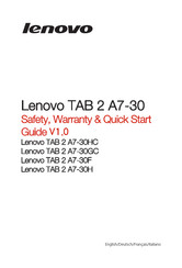 Lenovo TAB 2 A7-30F Guide De Démarrage Rapide