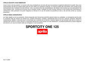 APRILIA SPORTCITY ONE 125 2008 Manuel D'instructions