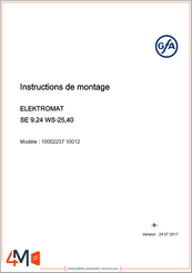 GFA ELEKTROMATEN SE 9.24 WS-25,40 Instructions De Montage