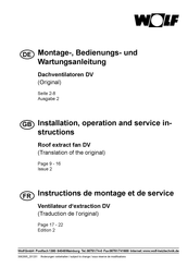 Wolf DV 125 Instructions De Montage Et De Service