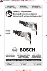 Bosch RS325 Consignes De Fonctionnement/Sécurité