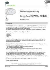 sun garden Easy Sun PARASOL JUNIOR Mode D'emploi