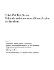 Lenovo 2008 Guide De Maintenance Et D'identification Des Incidents