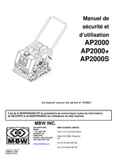 MBW AP2000S Manuel De Sécurité Et D'utilisation