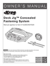 Kreg Deck Jig Guide D'utilisateur