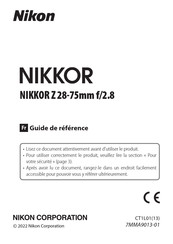 Nikon NIKKOR Z 28-75mm f/2.8 Guide De Référence