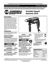 Campbell Hausfeld DG190600CK Instructions D'utilisation Et Manual De Pieces